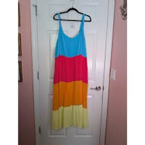 Lane Bryant Spaghetti strapped colorblock midi dress size 24